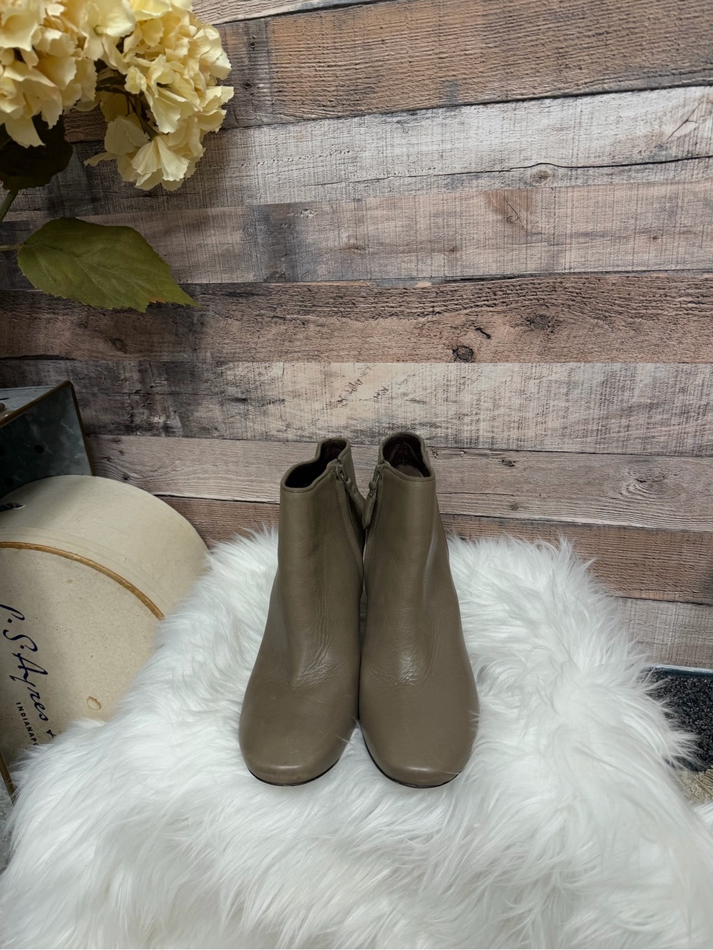 Tory Burch Taupe  Leather Ankle Booties
